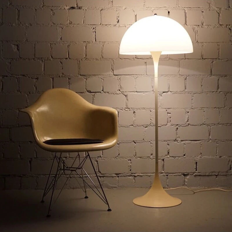 Modern Danish White Mushroom Shaped Down Up-Down Shade Dimmable LED Round Aluminum Iron Base Floor Lamps/LED Bulbs Included