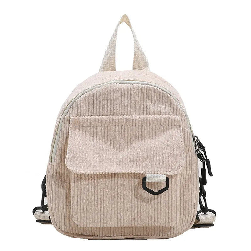Women Softback Corduroy Interior Zipper Pockets Polyester Mochila Striped Rucksack Backpack Bags/Colors-Gray/Brown/Navy/Black/Blue/White