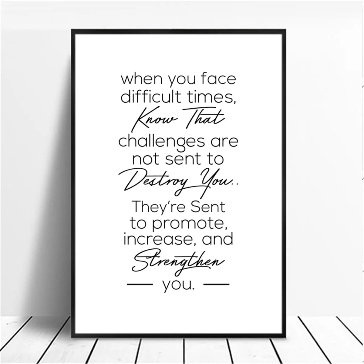 Unframed Canvas Rectangle Waterproof Ink Wall Black-White Quotes Minimalist Positive Words Prints
