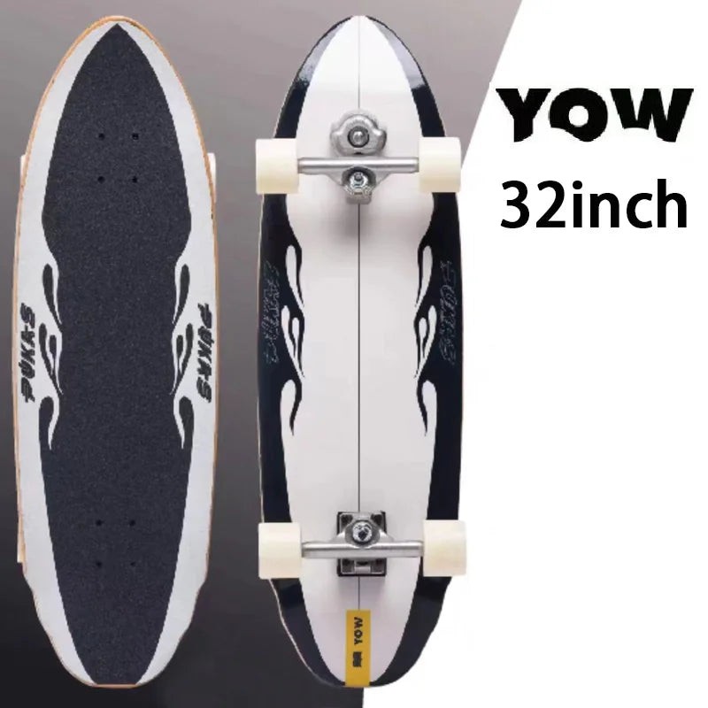 YOW Whole Kits Land Surf Skateboard Longboards w/ Trucks Wheels Bearings/And Tool/Colors-Black/Blue/Red/Striped/Yellow/Multicolor