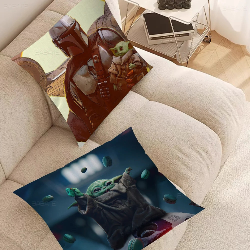 Printed B-Baby-Yoda S Throw Pillowcase Covers/Colors-Multicolor/Blue/Brown/Green