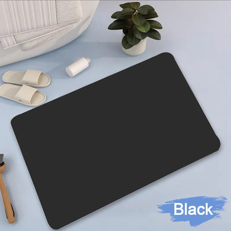 Rectangle Faux Leather Super Absorbent Non-Slip Rubber Bottom Bathroom Mats/Colors-Floral/Gray/ Black/ Blue