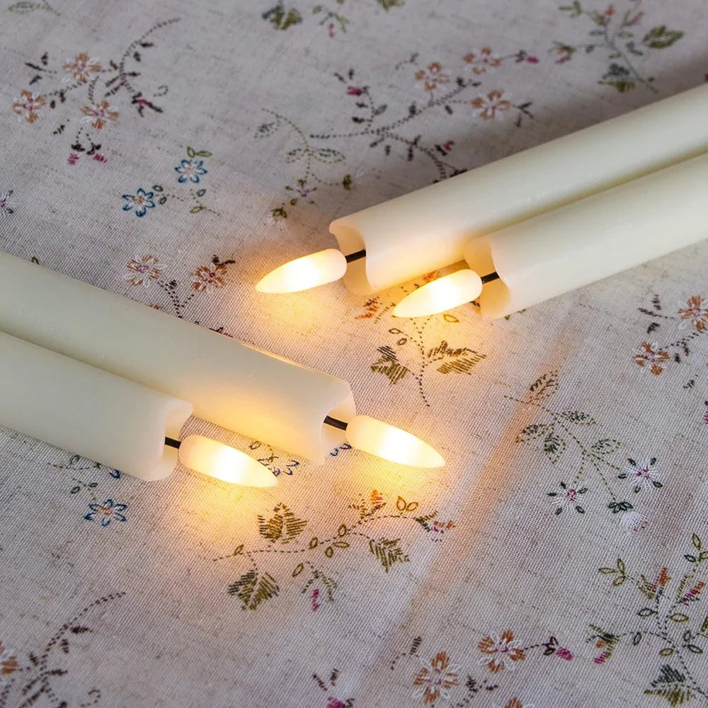 2 PCS Plastic White LED 3D Wick Flameless Electric Taper Round Cylindrical Realistic Candlestick Candles/2 AA Battery Not Included