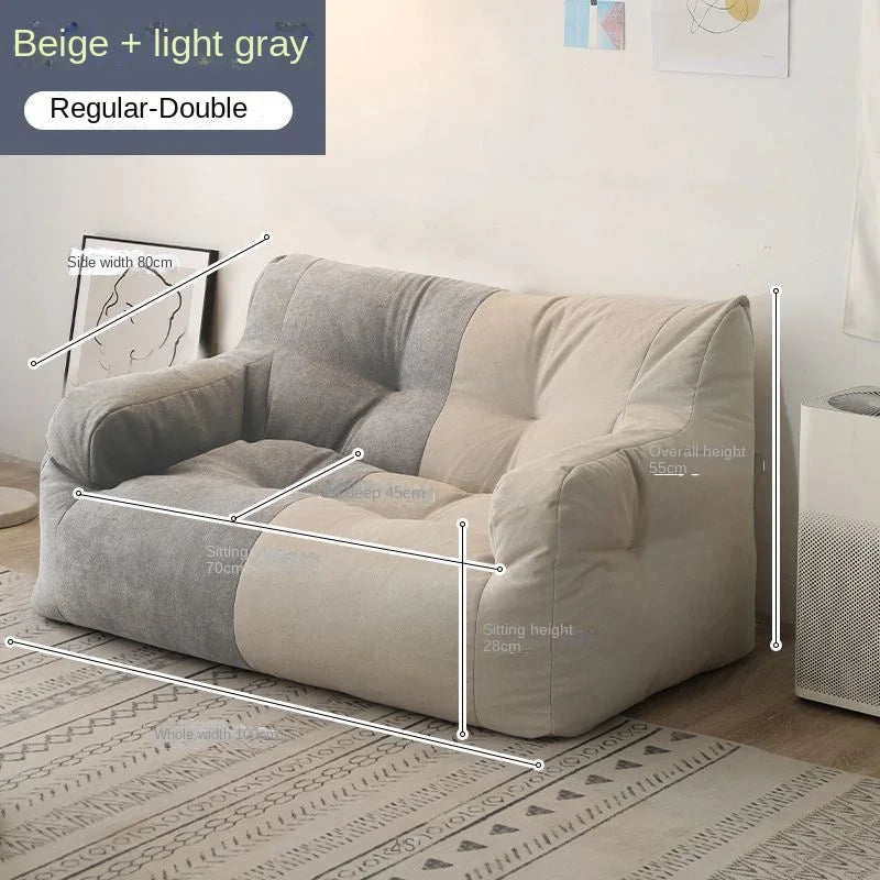 OMGD Modern Medium Firmness Wear-Resistant Removable Washable Soft Plush Thick White Upholstered Padded Breathable Polyester Cotton-Linen Fabric Cushions One Person OMGD Lazy Double Chaise Lounges Sofas/Colors-Beige/Gray/White