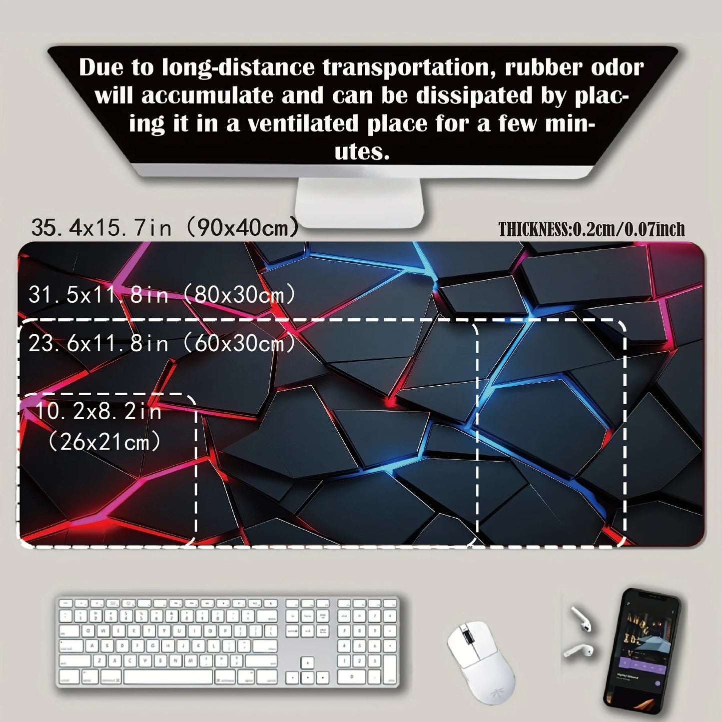 Large Rectangle Non-Toxic Red-Black Gradient Design Breathable Fabric Lycra Smooth Surface Non-Slip Rubber Base Stitched Edges Gaming Laptop-Computer Mouse Pads