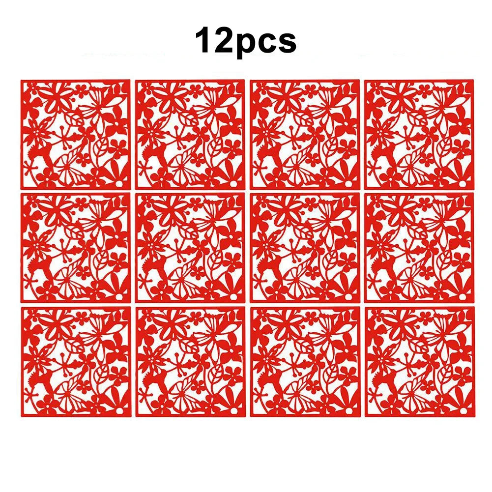 12Pcs Hollow Metal Partition Divider/Colors-/Iron Rings/ White/Black/Red/Floral/Geometric/Size:40 x 40 x 0.1 cm