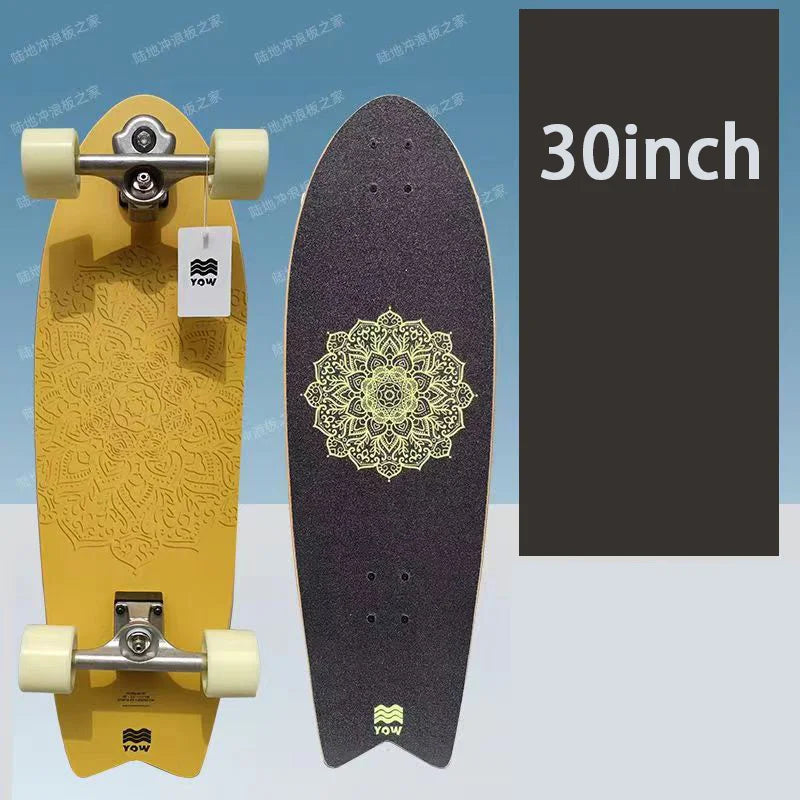 YOW Whole Kits Land Surf Skateboard Longboards w/ Trucks Wheels Bearings/And Tool/Colors-Black/Blue/Red/Striped/Yellow/Multicolor