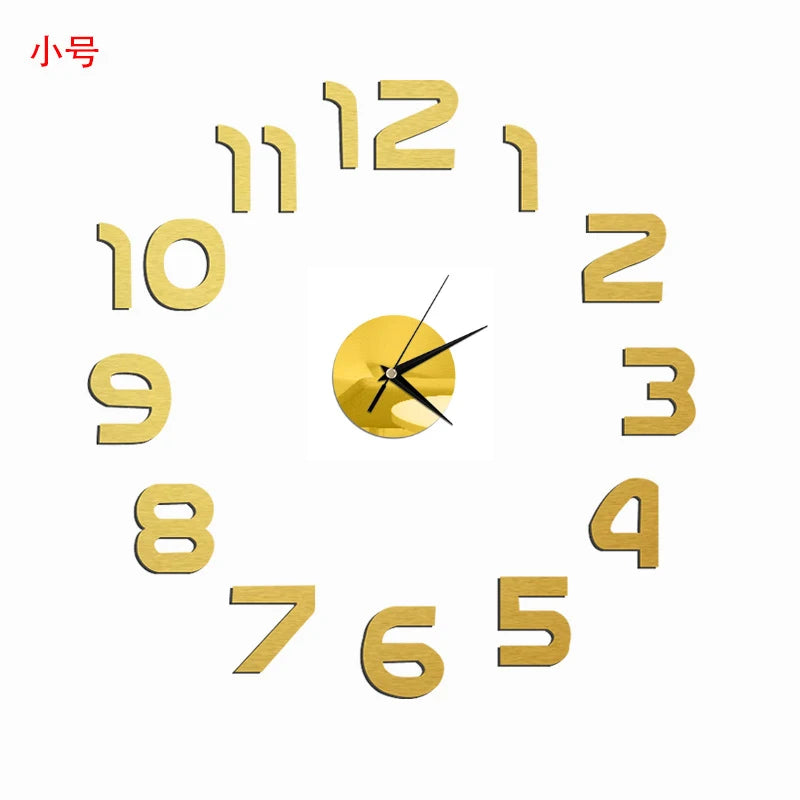 Self-Adhesive Waterproof Vapor-Proof Non-Toxic Safe Acrylic 3D Mirror Wall Clock Decals/Colors-Black/Silver/Gold