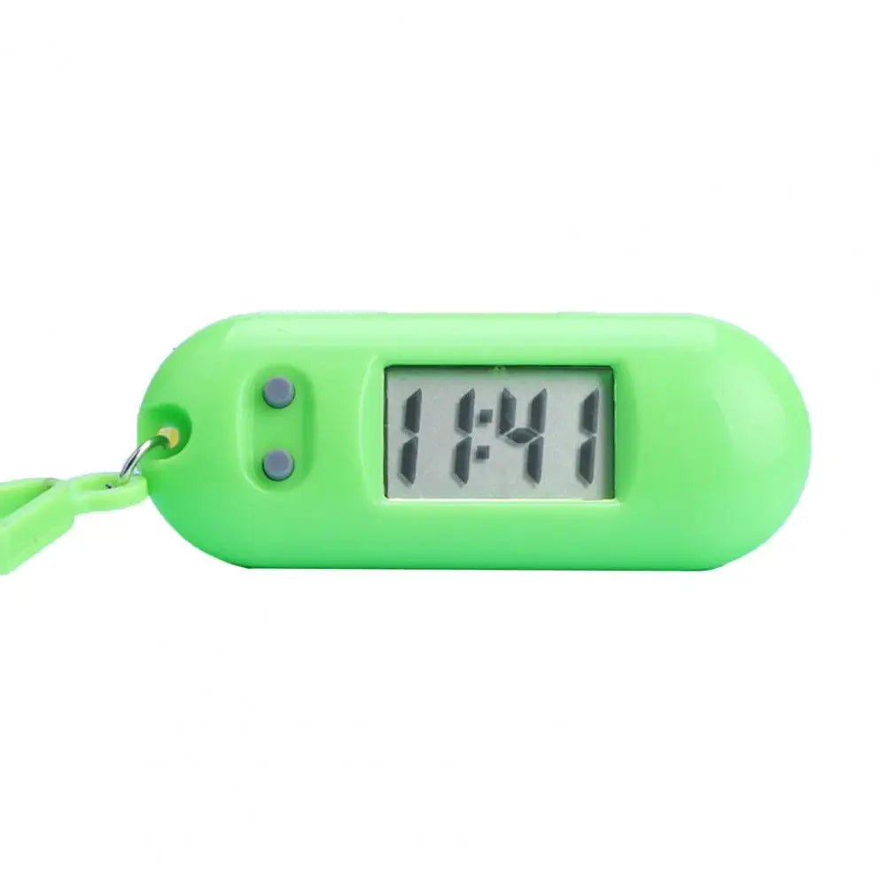 Universal All Ages Rectangle ABS Arabic Numeral Markers Luminous Display Electronic Clock Silent LCD Digital Portable Pocket Watch Keychains/Colors-Black/White/Pink/Orange/Yellow/Green