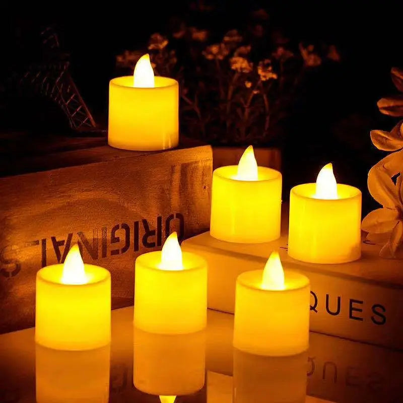 3-96 PCS Set Plastic LED Electronic Dropping Wax Small Round Tea Light Realistic Flickering Flameless Candles/Colors-White/Yellow