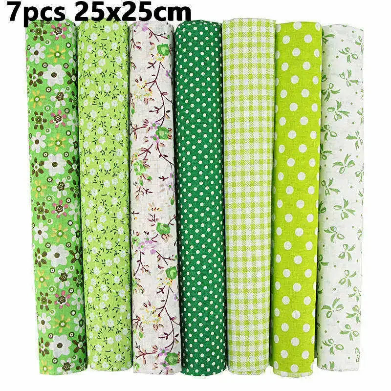 1-Set 7 Different Colors Handmade Anti-Static 100% Cotton Plain Dyed Woven Printed Quilting Brocade Fabric Squares/Colors-Multicolor/Floral/Animal/Orange/White/Gray/Red