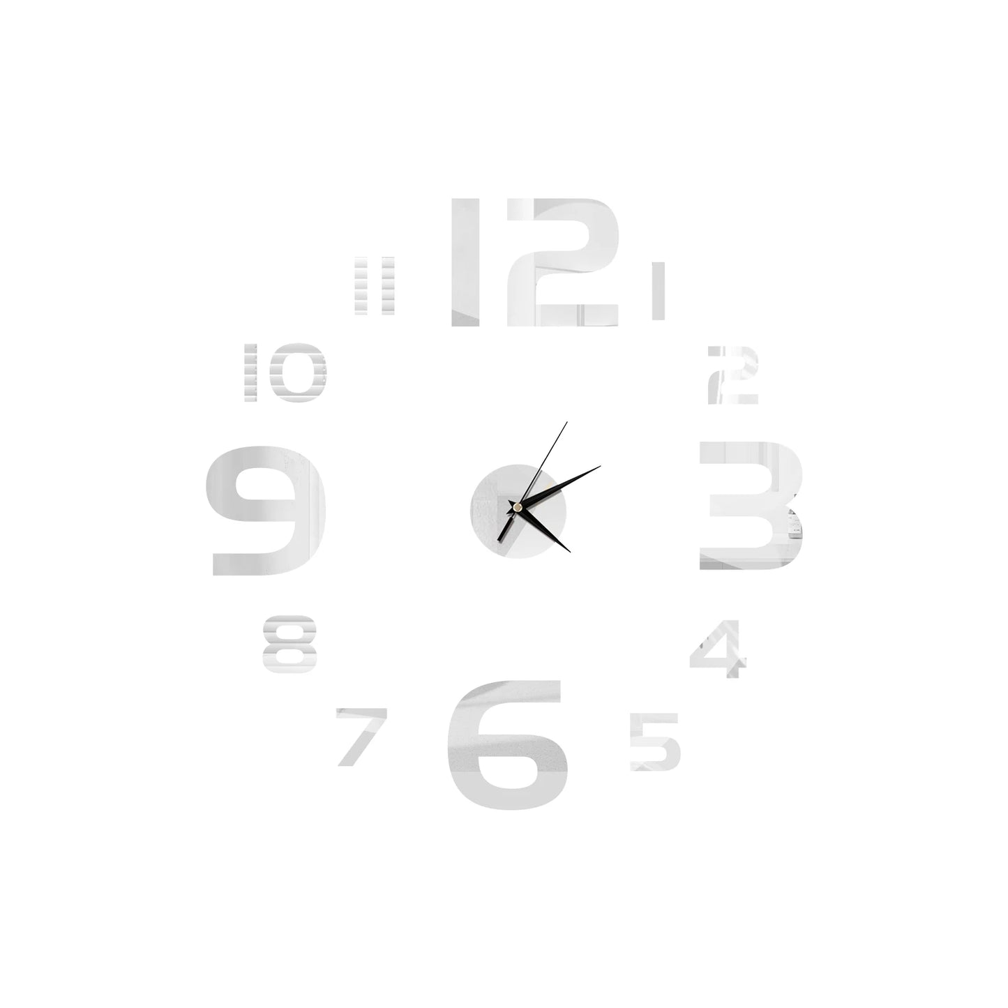 Self-Adhesive Waterproof Vapor-Proof Non-Toxic Safe Acrylic 3D Mirror Wall Clock Decals/Colors-Black/Silver/Gold
