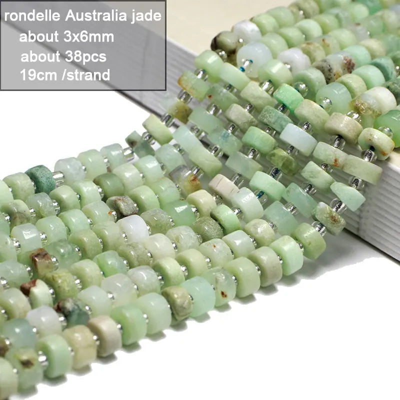 Wholesale 100% Natural Green Jade Cylinder Square Irregular Faceted Round Stone Beads for Jewelry Making Diy Bracelet Charms