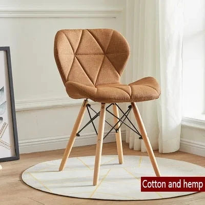 Nordic Cotton Hemp Upholstered Dining Beech Wood Legs Chairs/Colors-Purple/Red/Blue/White/Green/Yellow/Beige/Brown/Orange/Pink/Black
