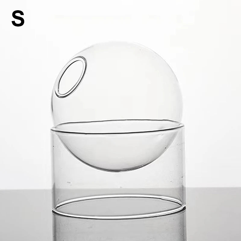 Mini Nordic Tabletop Borosilicate Glass Ecological Round Bottle Vases/Colors-White/Orange/Blue/Clear