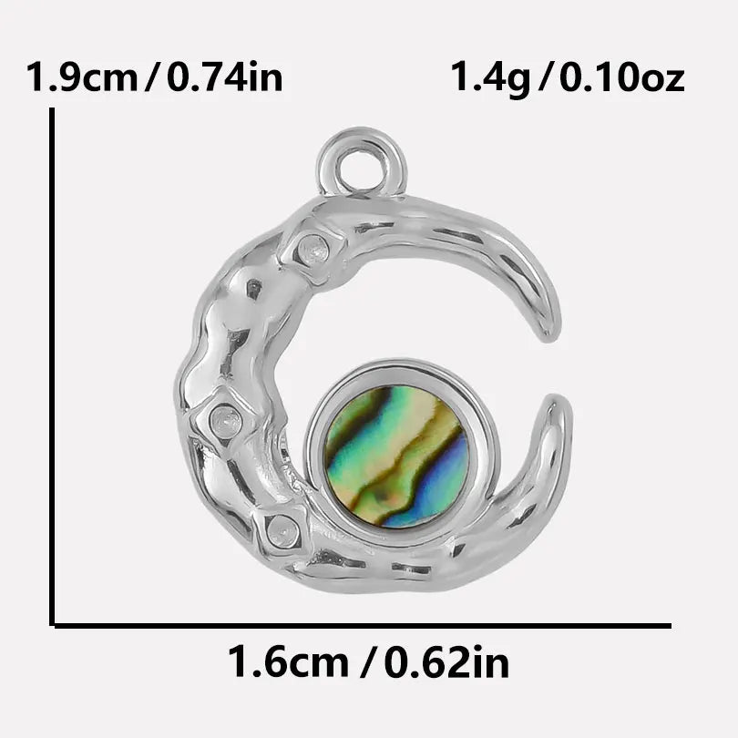 4-5PCS Women Imitation Geometric Stainless Steel Natural Crescent Moon/ Sun/ Heart Pendants