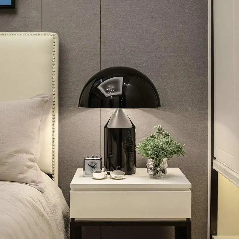 ART DECO LED Metal Mushroom Downward Up-Down Shade Table Lamps/Colors-Gold/White/Black/Bronze/Silver/Batteries Not Included