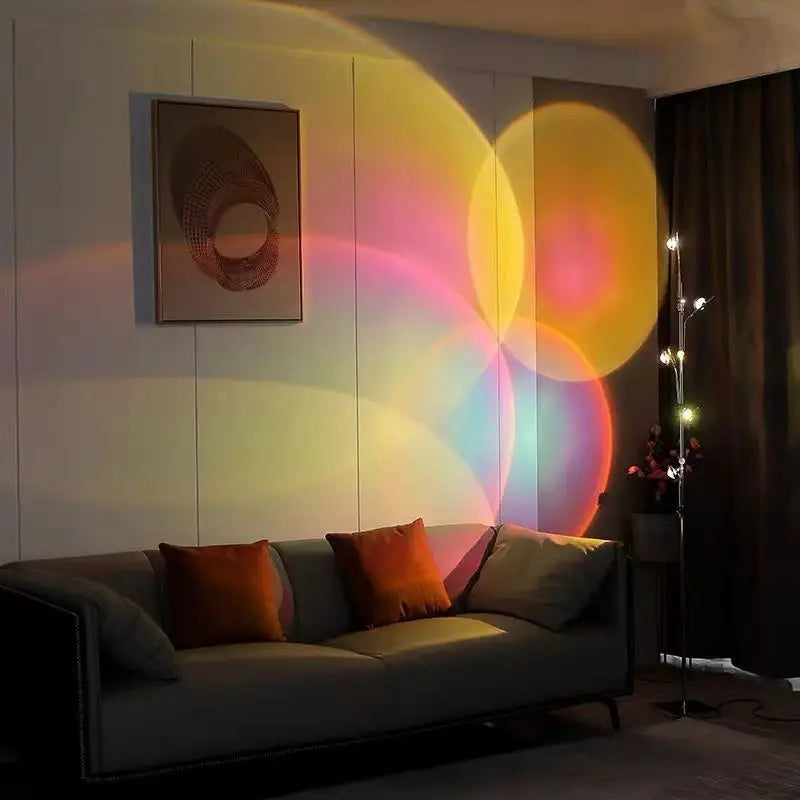 Nordic Iron Rainbows Standing LED Art Projection Wedge Base Floor Lamps/Colors-Black/Silver/Gray/Rainbow Colors/Multicolor
