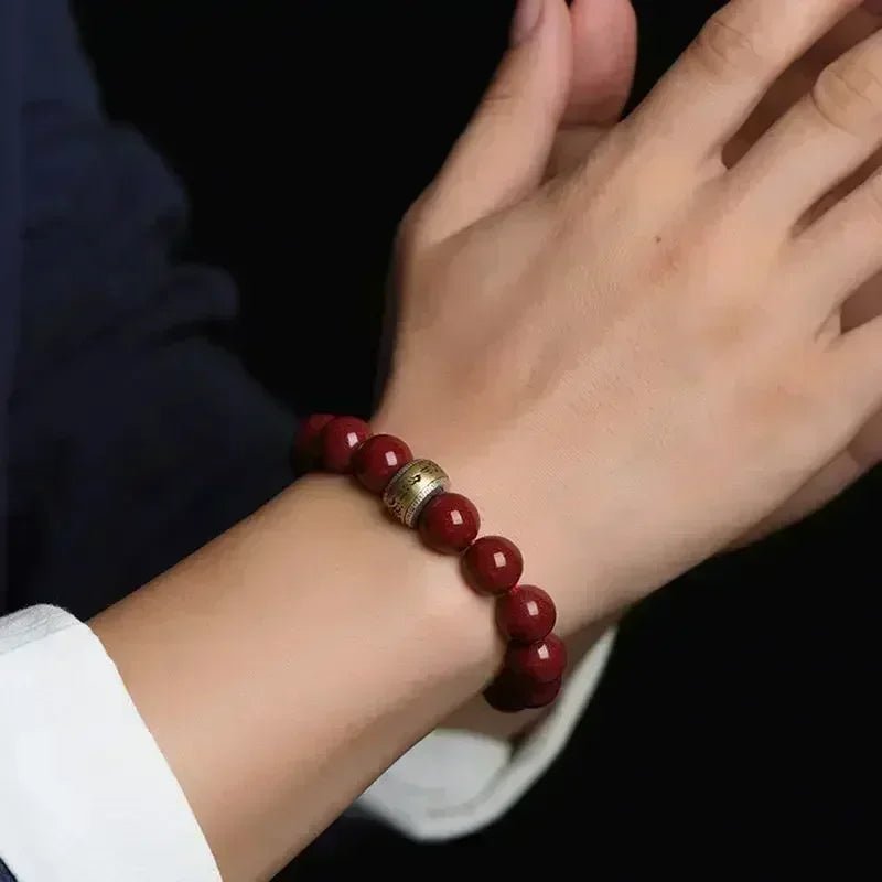 MOONBIFFY Adults Women New Imitation Natural Mineral Cinnabar Guardian Amulet Charm Bracelets