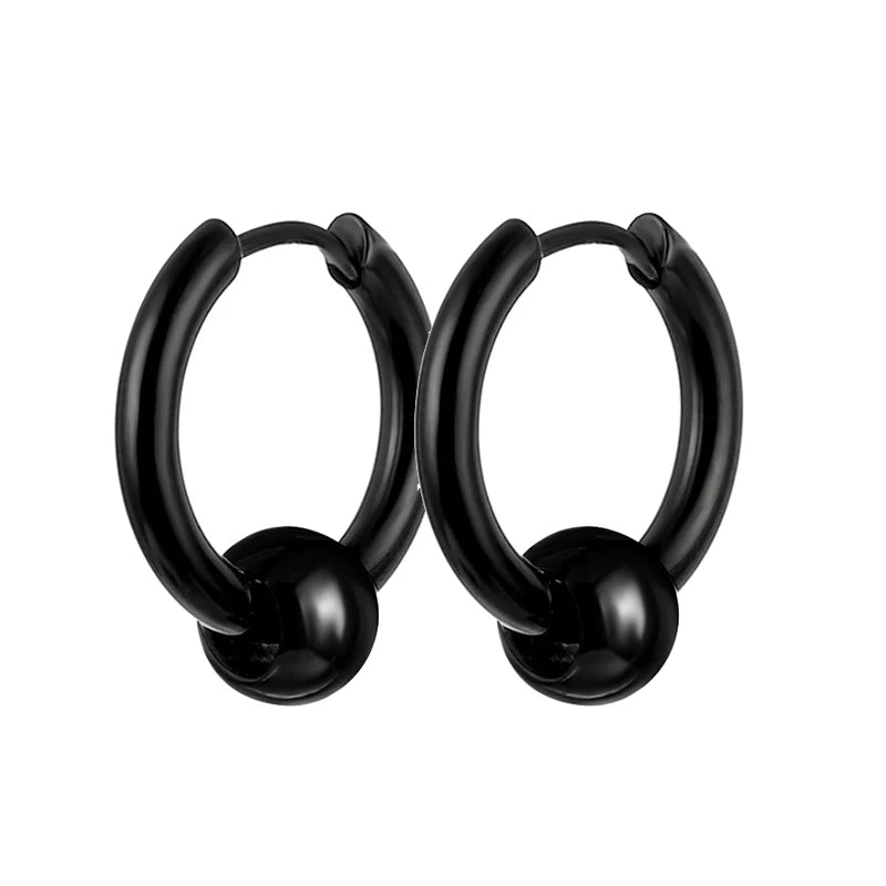 Unisex Metal Stainless Steel Imitation Black Studded Punk Earrings