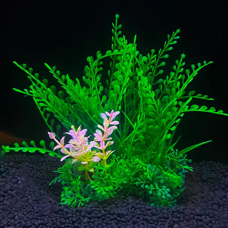 Plastic Artificial Aquarium Aquatic Grass Weeds Plants For Fish Aquarium/Colors-Floral Green/Purple
