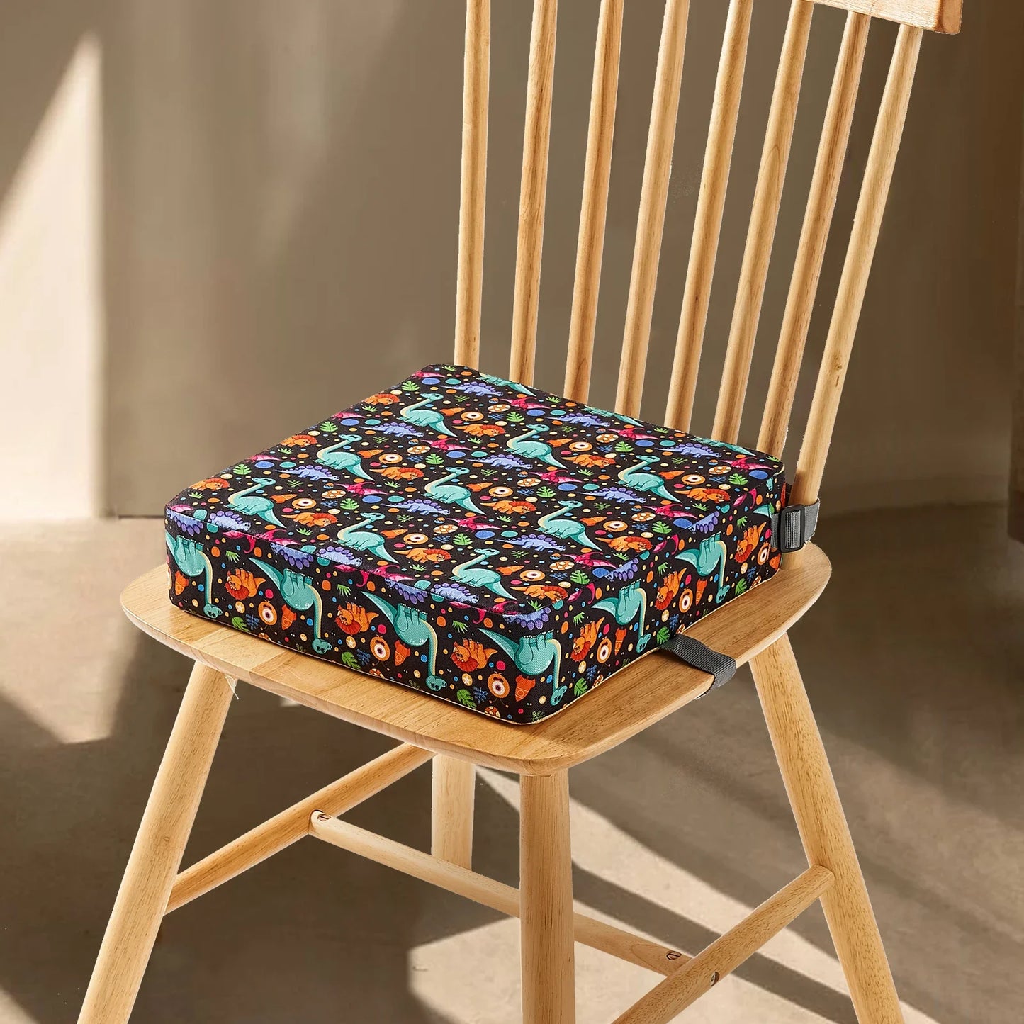 Cute Cartoon Colorful Animal-Floral Pattern Waterproof Durable Non-Slip Polyester Oxford Fabric Adjustable Height Portable Safety Buckle Booster Seat Cushions/Ages: 1-2 Years Old