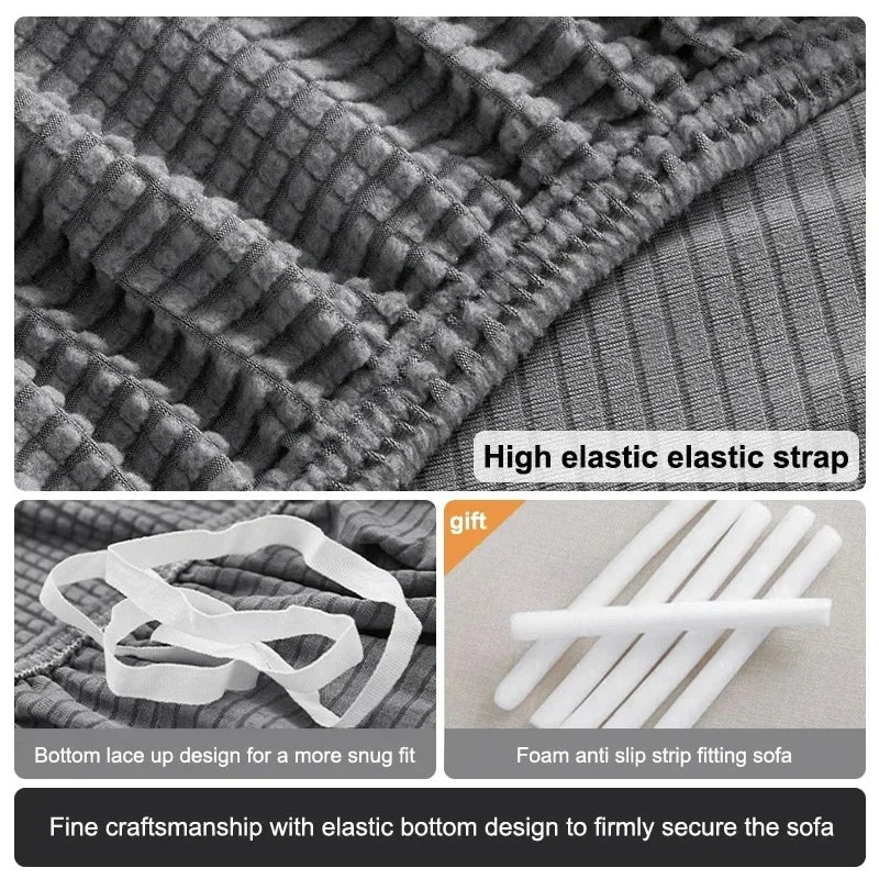 L-Shaped Jacquard Polyester Fabric Fall-Winter Elastic Stretch Sofa Covers /Colors-Gray/Beige/Geometric/Green/Red