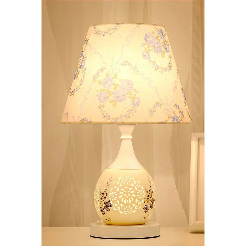 Modern Plastic Warm White LED European-Style Crystal Floral Fabric Shade Direction Up-Down Table Lamps/Colors-Yellow/Floral