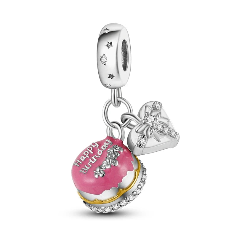 Fine Irregular Silver Plated Round Charms-Pendants Rope Link Bracelets/Colors-Silver/Pink/Multicolor/Floral/Animal