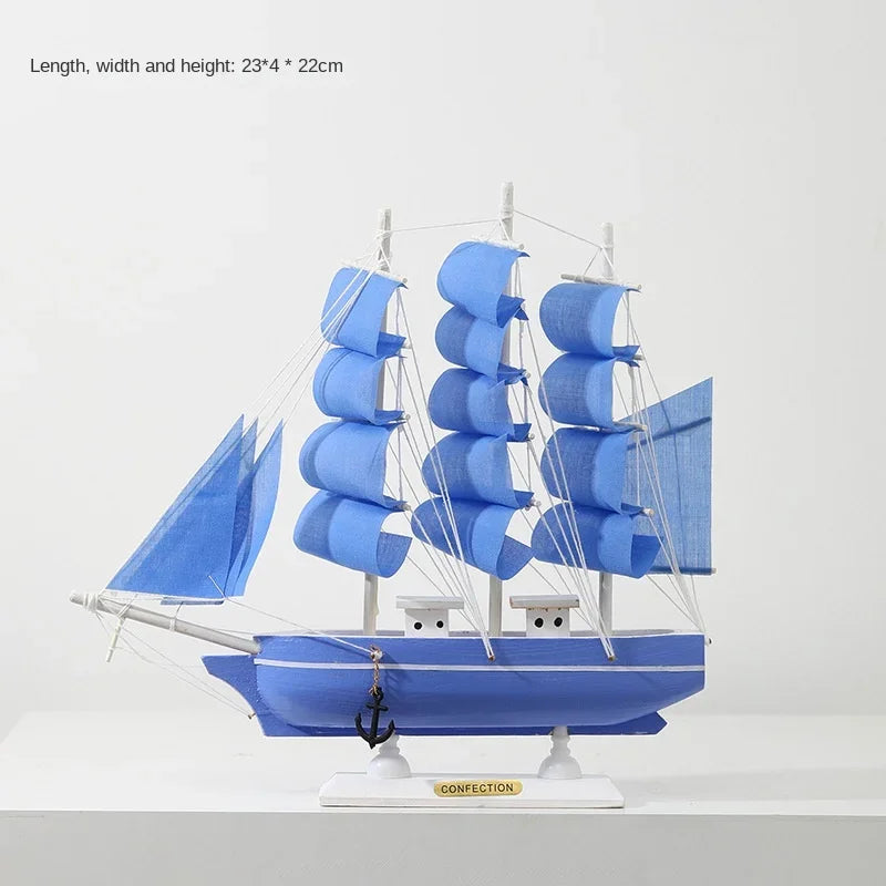 Wood/Fabric Nautical Sailboat Models/Colors-White/Black/Blue