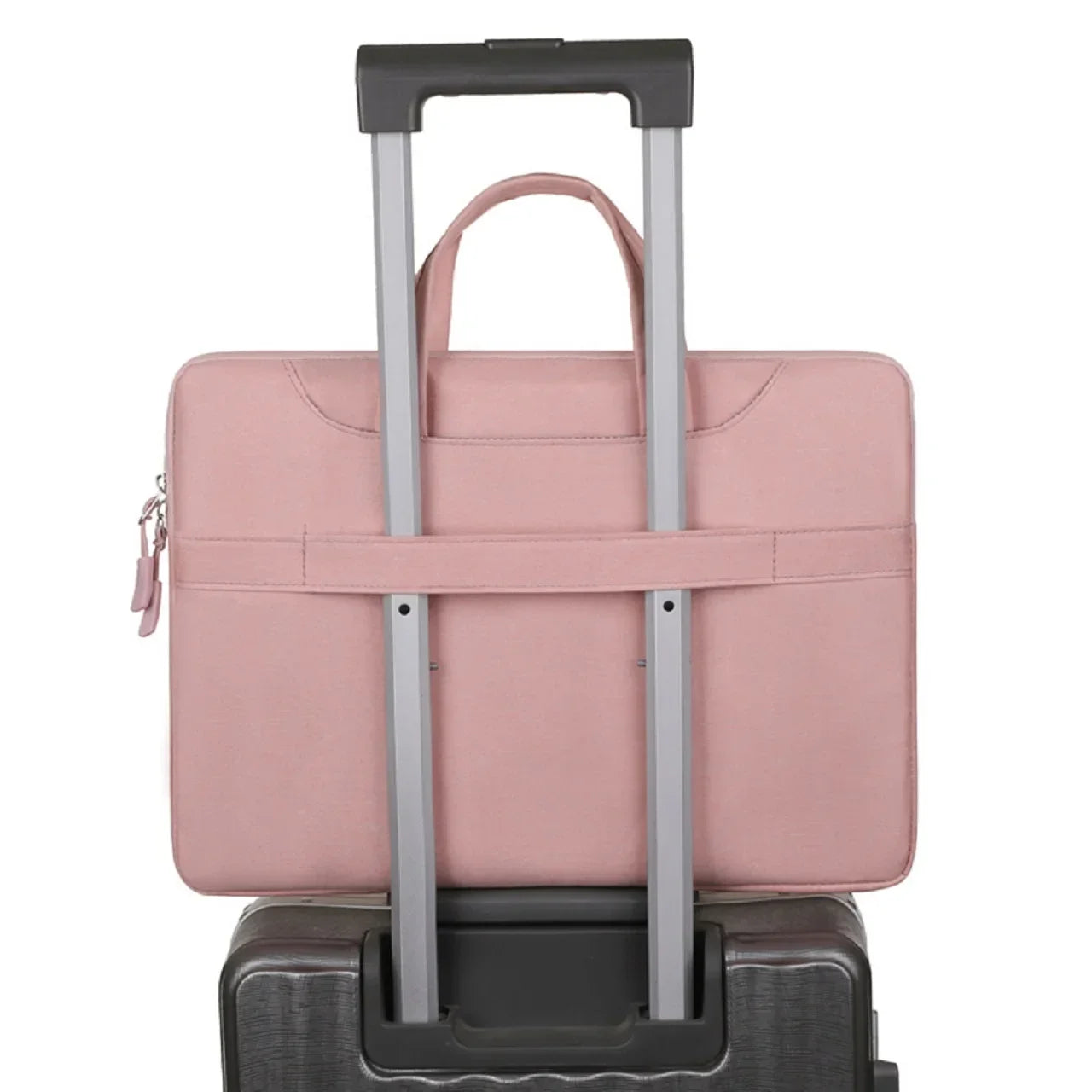 Men Briefcase Front Zipper Nylon Bags /Straps-Handle/ 15.6 inch Laptop/Multi-Pocket Design/Felt Lining/Laptop Compartment/Colors-Pink/Gray/Blue/Black