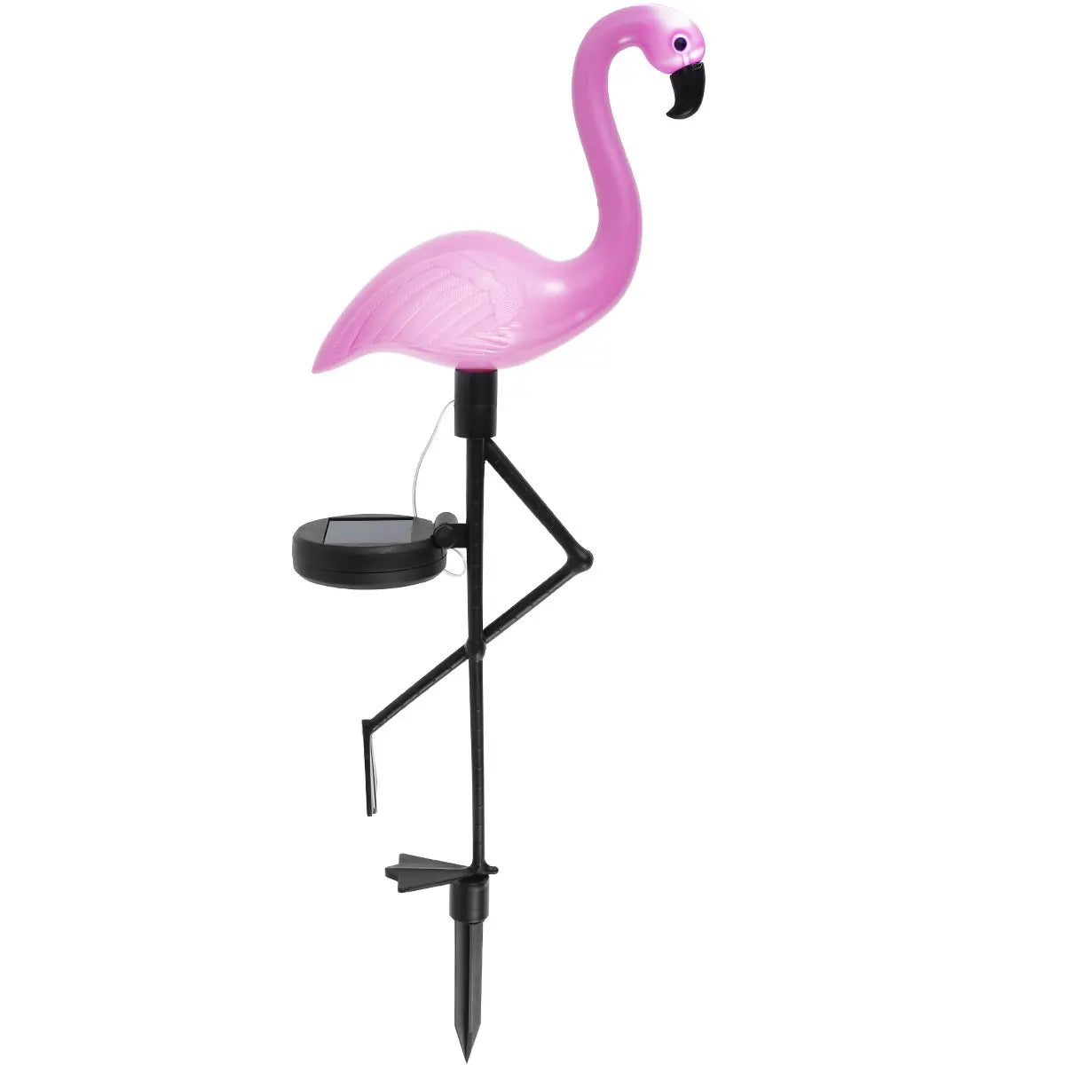 GHOPY 1-3 PCS Waterproof Solar-Powered Pink Flamingo Plastic Body Black Bent Long Legs Shaped Dimmable Stake Landscape Pathway Lighting Sets/Bulbs Included