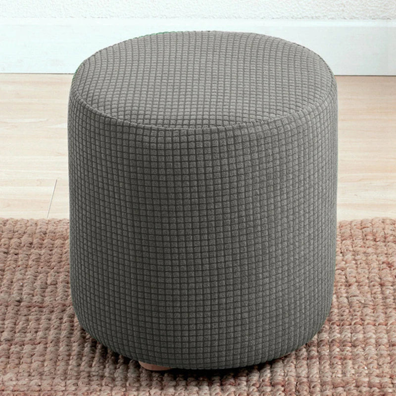 Round Polyester-Cotton Ottoman Stretch Elastic Slipcovers/Colors-Wine Red/Purple