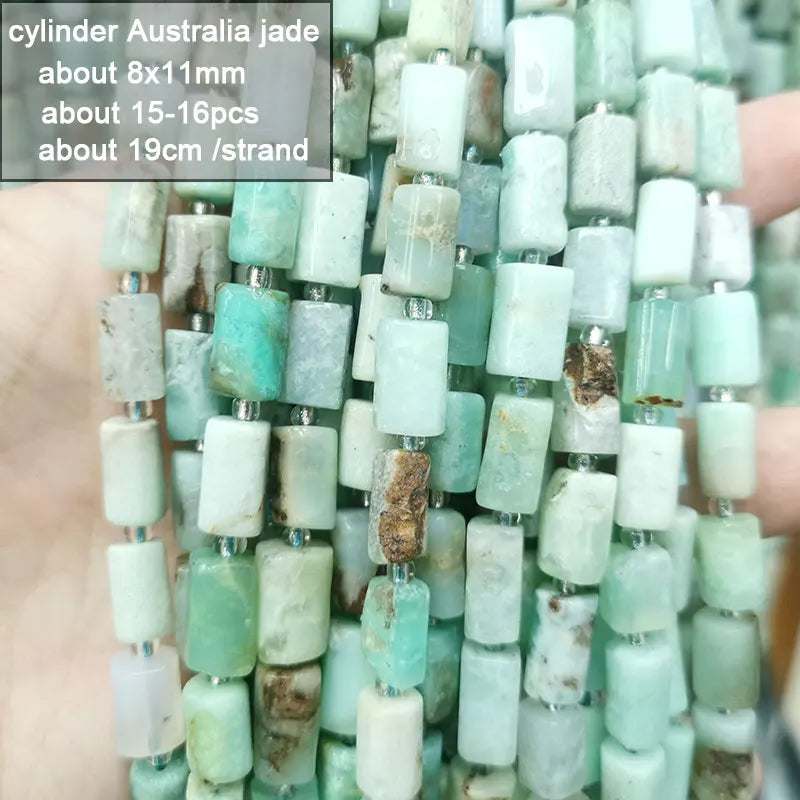 Wholesale 100% Natural Green Jade Cylinder Square Irregular Faceted Round Stone Beads for Jewelry Making Diy Bracelet Charms