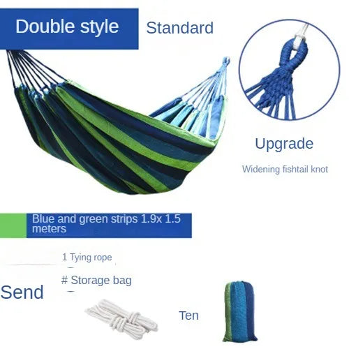 No-EN-Name-Null Outdoor-Indoor Canvas Fabric One Person Thicken Striped Hammocks /Colors-Coffee/Blue/Red/Load Bearing 200 Weight 650