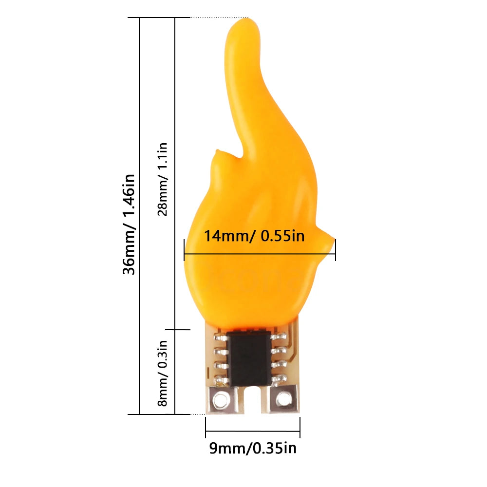 DIY Realistic Round Yellow-Orange Flickering Candle Flame LED Micro-Chip Wick Non-Waterproof Candles