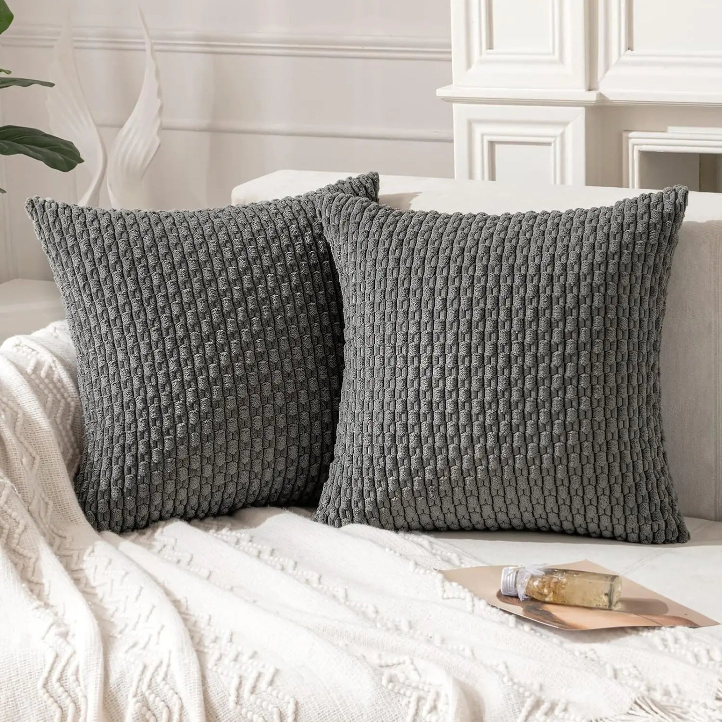 Polyester Striped Solid Throw Pillow Cover 20x20 Inches/Colors-Striped Solid Green/Striped Khaki/Striped Solid Dark Gray/Striped Solid Beige/Striped Solid Yellow/Striped Solid Pink/Striped Solid Orange/Striped Solid Gray