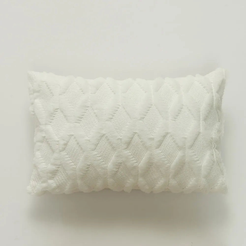 Rectangle White 100% Polyester Plush Embroidered Soft Sofa Throw Pillow COVERS