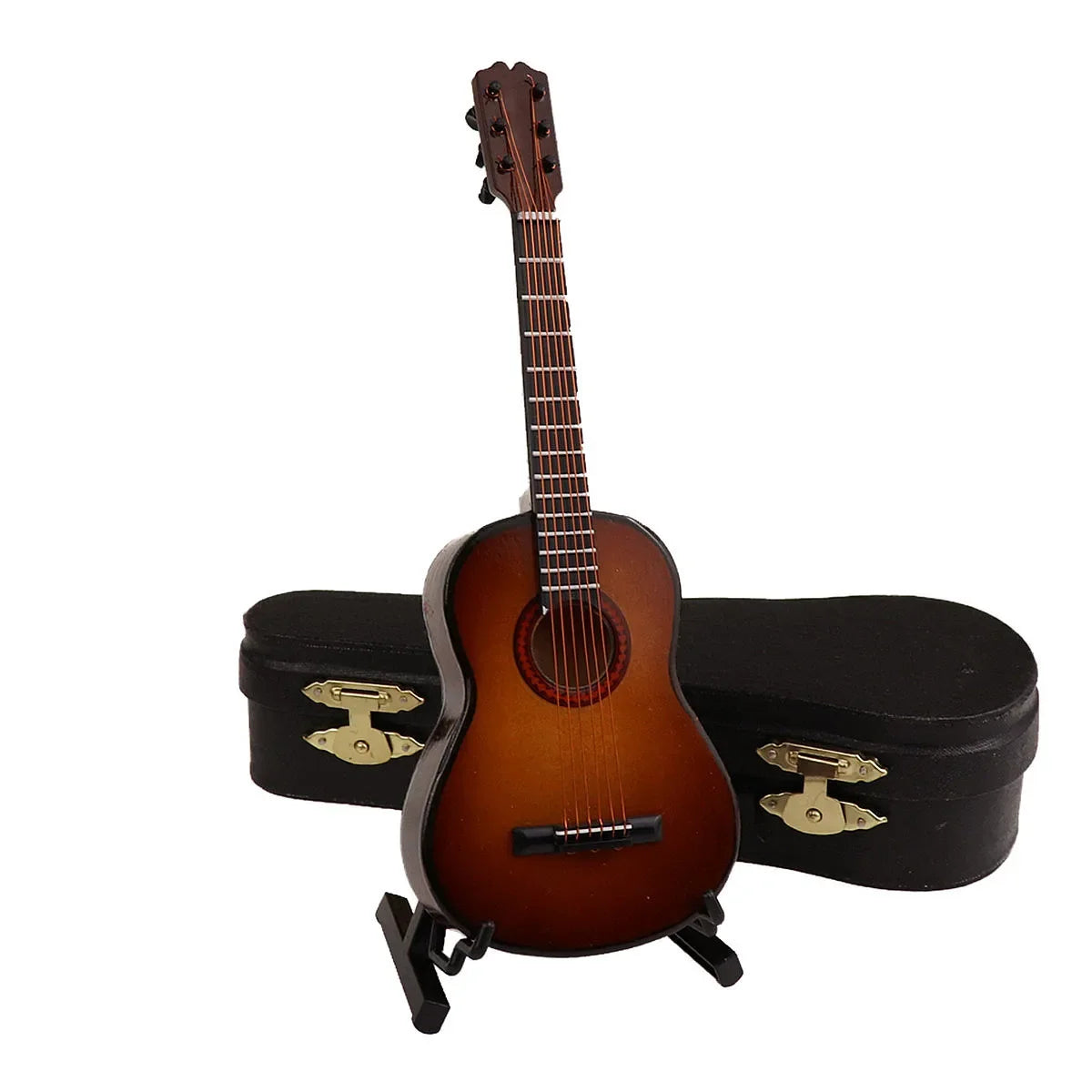 10cm Mini Folk Classical Wooden Guitar Models w /Metal Strings/Colors-Coffee/Blue/Yellow