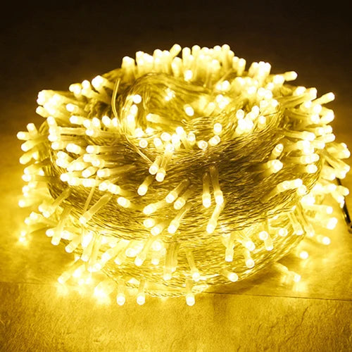 10M String US Standard 110V LED Star String Yellow Pink Green Warm Blue Red White RGB Rainproof 100 Beads String Outdoor Decor