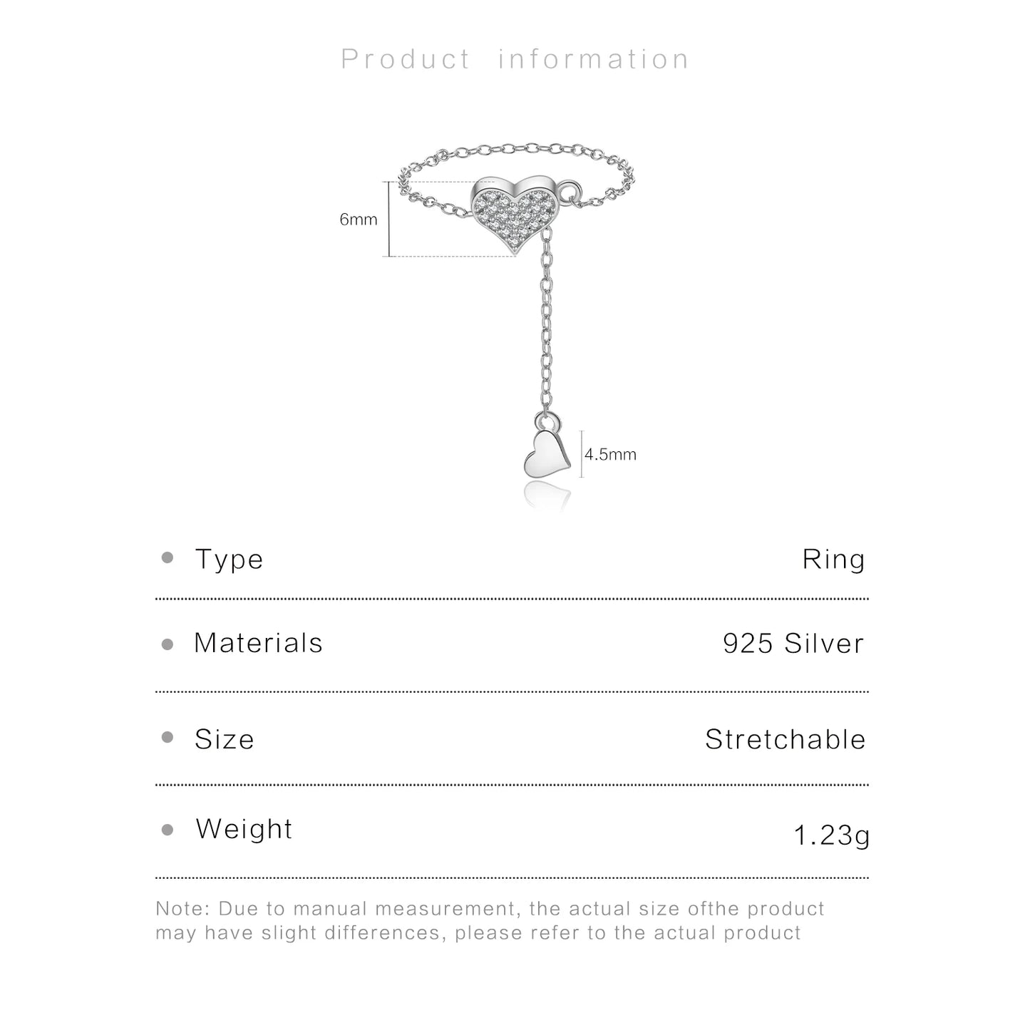 ANDYWEN 925 Silver Adjustable Flexible Fix Pulling Heart Chain Rings Transformer With Rubber Stopper Wedding Party Fine Jewelry