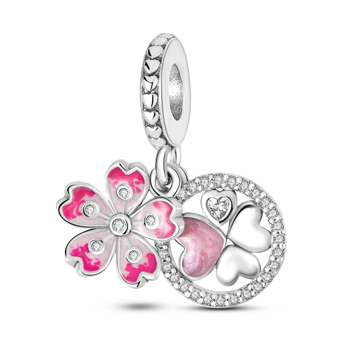 Fine Irregular Silver Plated Round Charms-Pendants Rope Link Bracelets/Colors-Silver/Pink/Multicolor/Floral/Animal