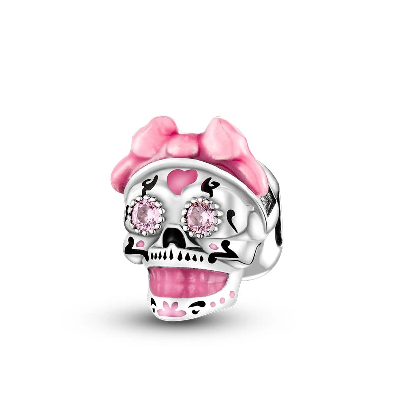 Fine Irregular Silver Plated Round Charms-Pendants Rope Link Bracelets/Colors-Silver/Pink/Multicolor/Floral/Animal