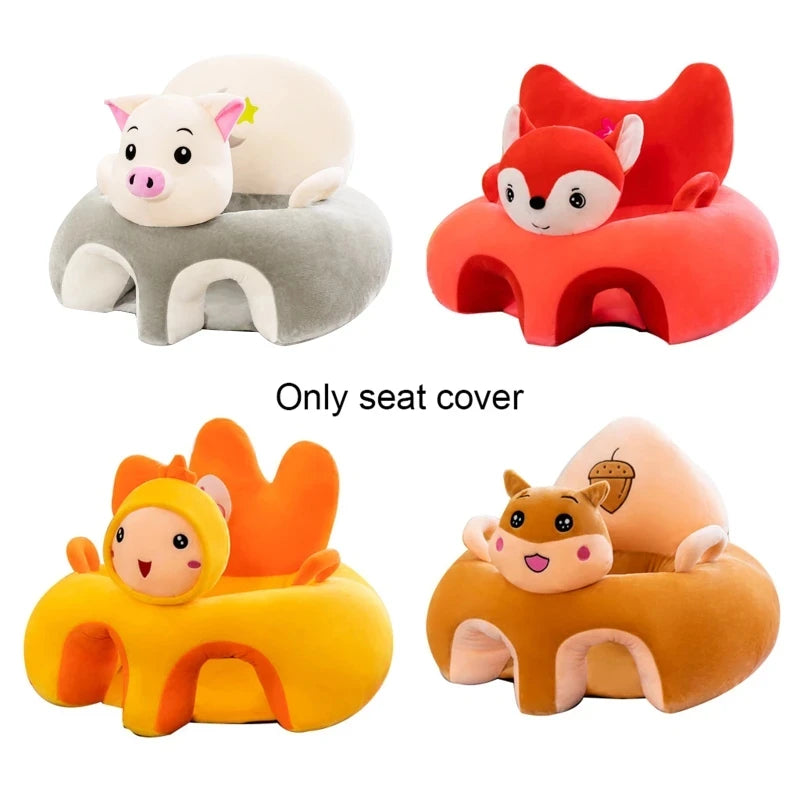 Babies-Preschoolers Upholstered Soft Velvet Fabric Electric Embroidery Cute Cartoon Animal Face Images Learning Seat Chairs/Ages: Newborn 0-3 Years + Older/Colors-Orange/Green/Gray/Black/Brown/Red/Multicolor/Checkered/Animals
