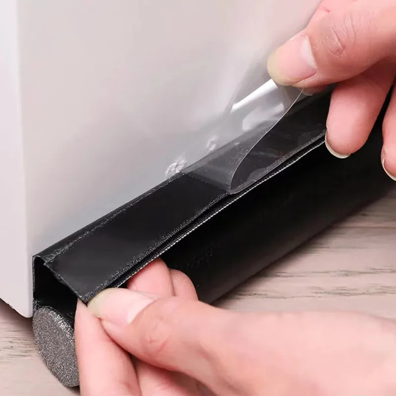 Non-Self-Adhesive Sound-Wind-Light-Bug Proof Cuttable Velcro PU Fabric Under Door Acoustic Round Foam Sealing Strips/Colors-Brown/Gray/Black/White