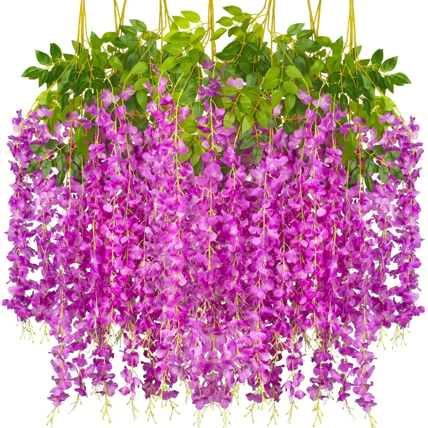 12PCS Outdoor Artificial Silk Orchid Rattan Flower Wall Garland Strings/Colors-Yellow/White/Purple/Red/Violet/Floral