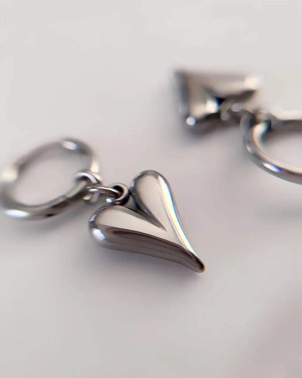 Adult Women Imitation Stainless Steel Heart Pendant Gold-Silver Earrings