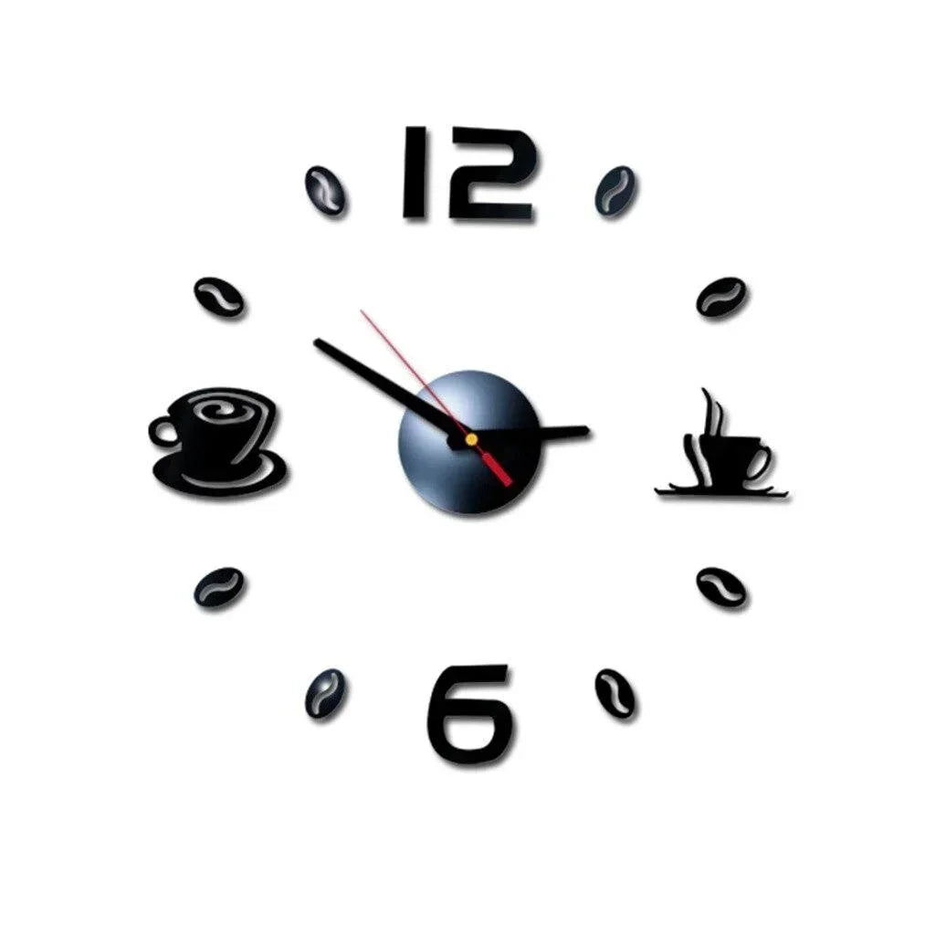 Digital Circular Acrylic PS Glass Wall Clock Stickers/Colors-Red/ Black/Silver/Yellow