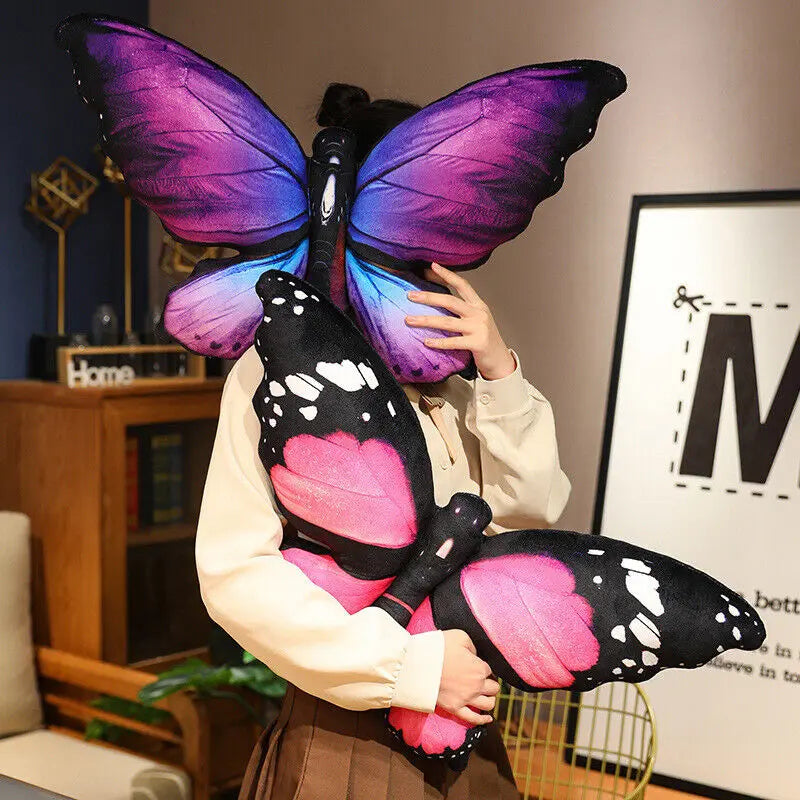3D Colorful Printed Cartoon Plush Butterfly Shape Polyester Cotton Throw Pillows/ Colors-Multicolor
