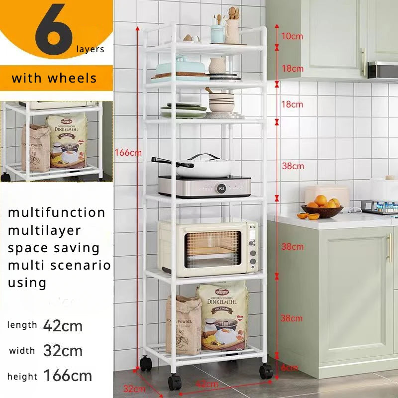 Small Kitchen Storage Cart w/ Wheels/Colors-White/Black